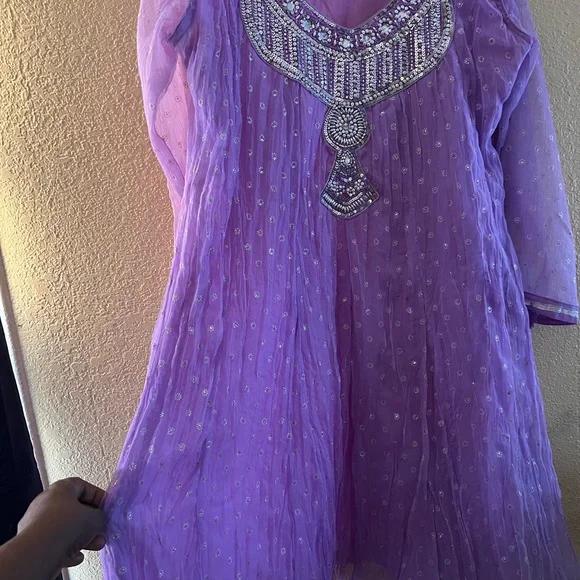 Purple Embellished Indian sequined design Dress with sparkles all over - Picture 4 of 6